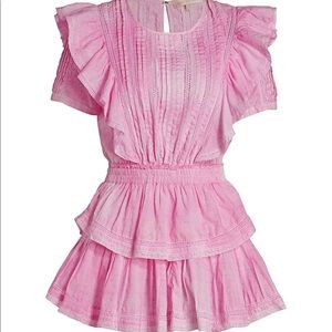 LoveShackFancy Natasha Flounce Tiered Dress Pink